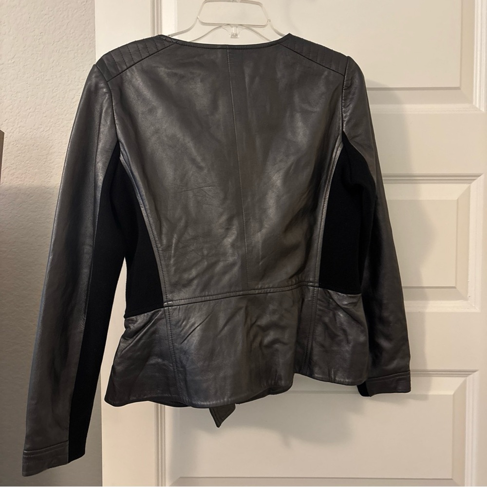 Trouve Soft Leather Moto Jacket Gunmetal Gray Stretch Women SZ Med Asymmetrical - Picture 2 of 16
